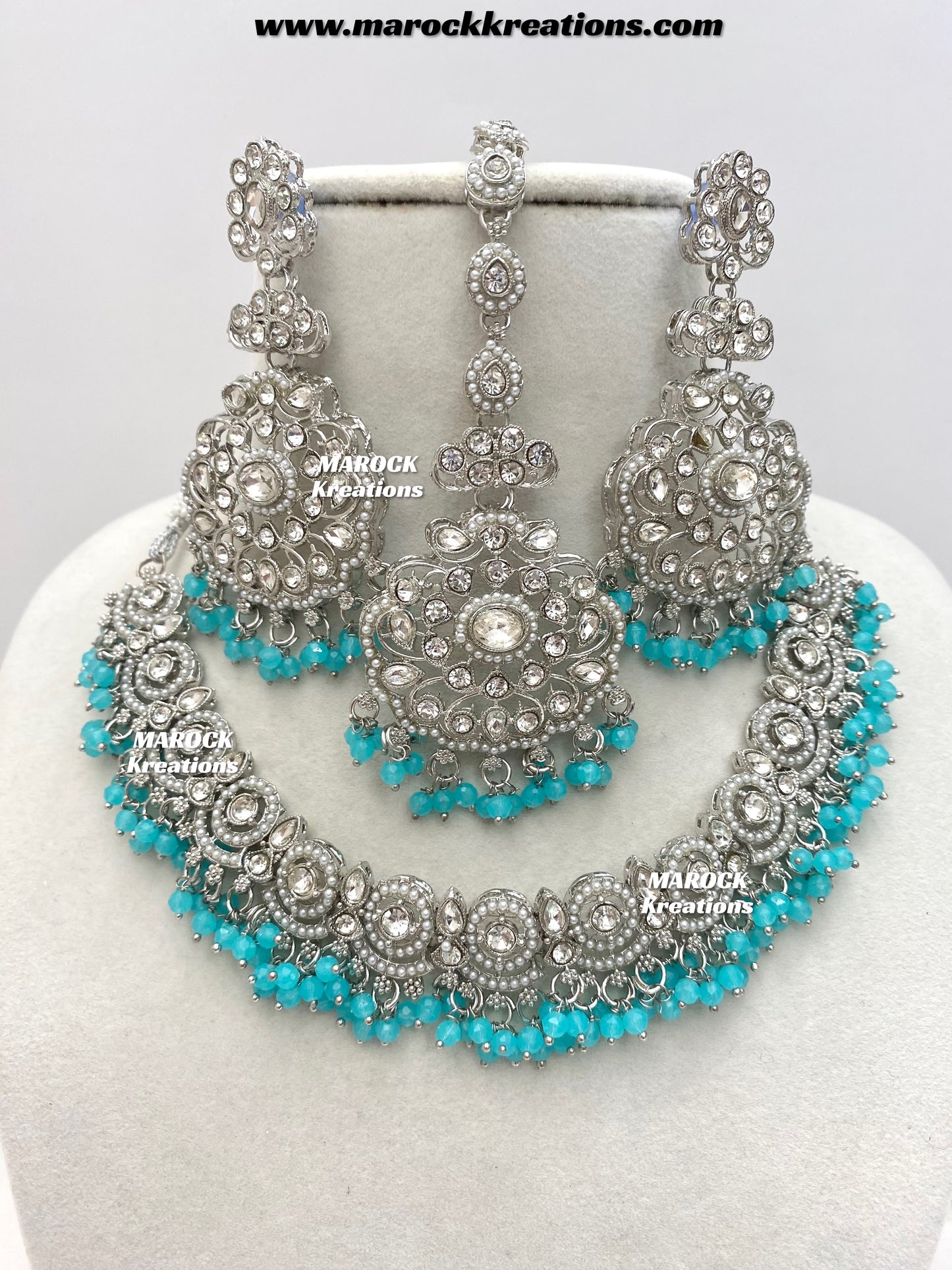 Silver Stone Necklace set