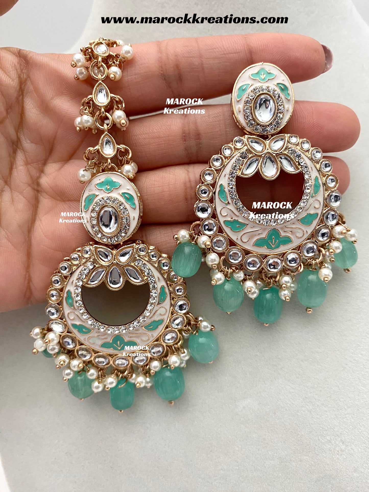 Nirvi Premium Quality Rose Gold Kundan Meenakari Choker/Necklace set
