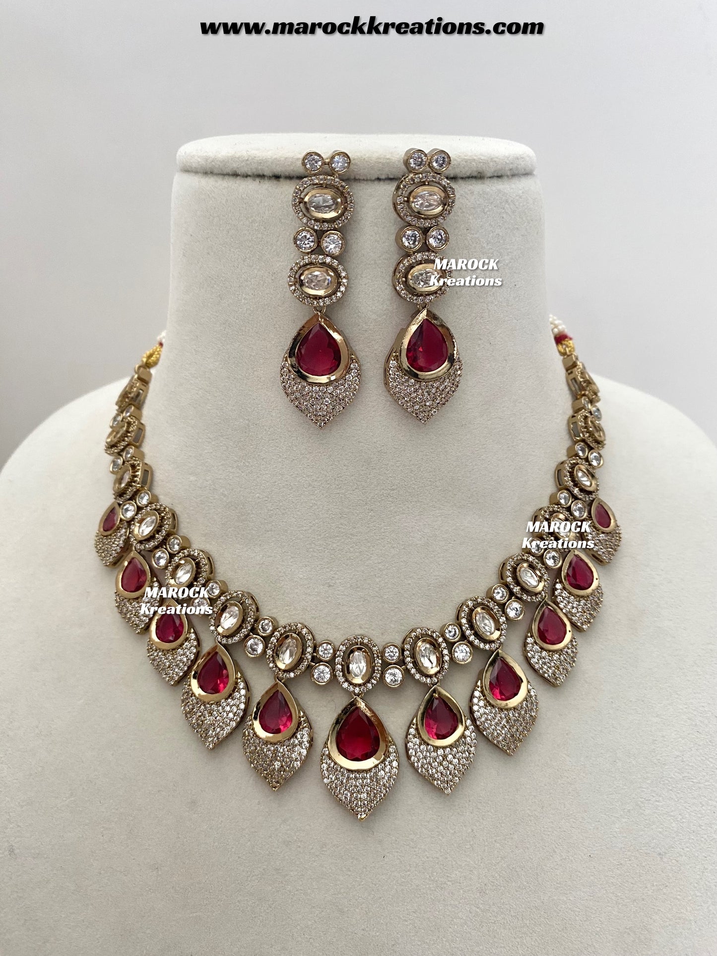 Kimmi Premium Quality Moissanite Kundan and American diamond Necklace set
