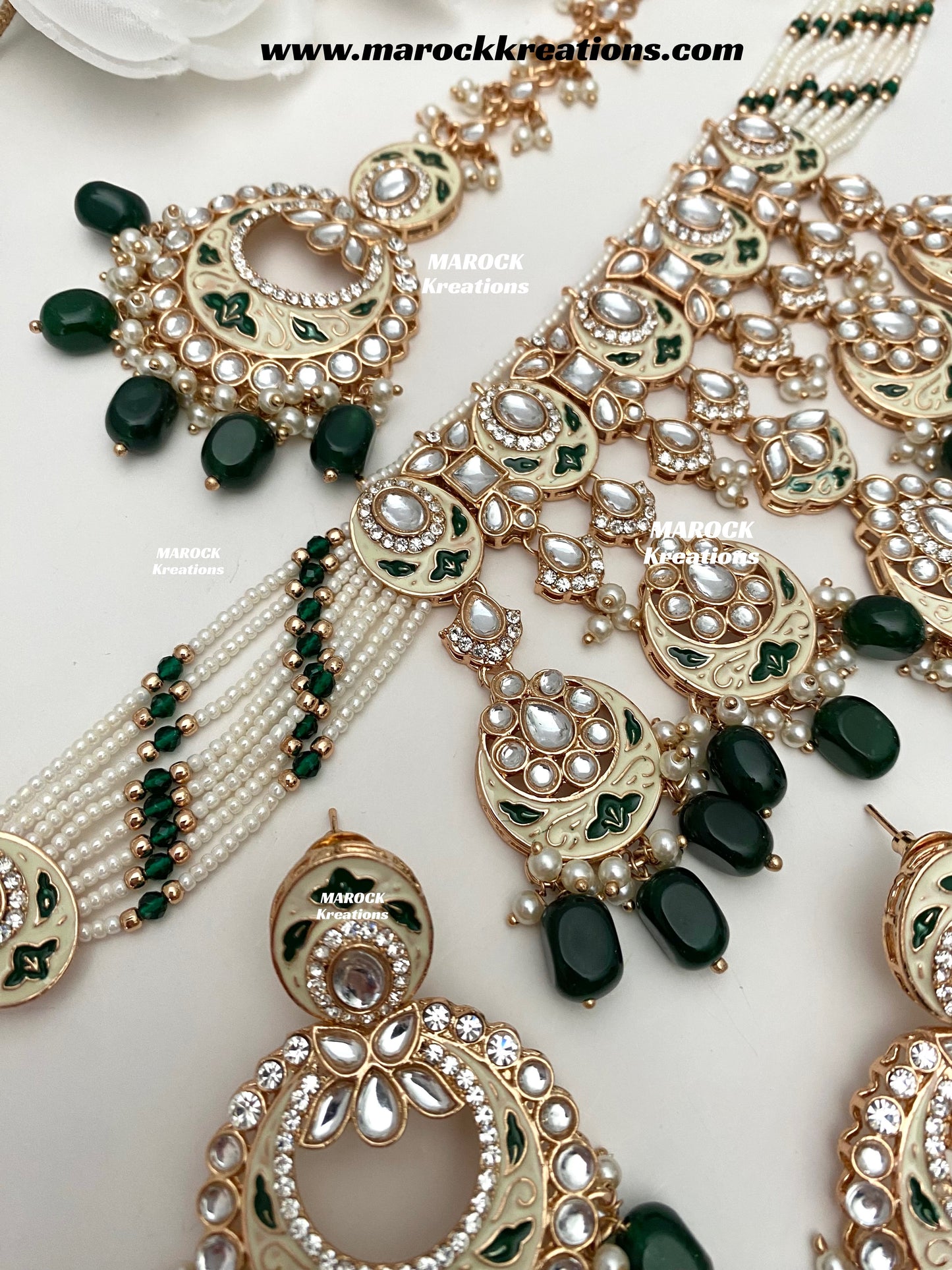 Nirvi Premium Quality Rose Gold Kundan Meenakari Choker/Necklace set