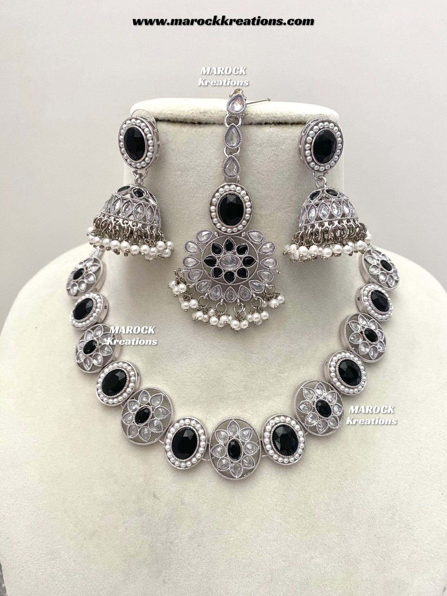 Adiba Silver combinations Polki Necklace set