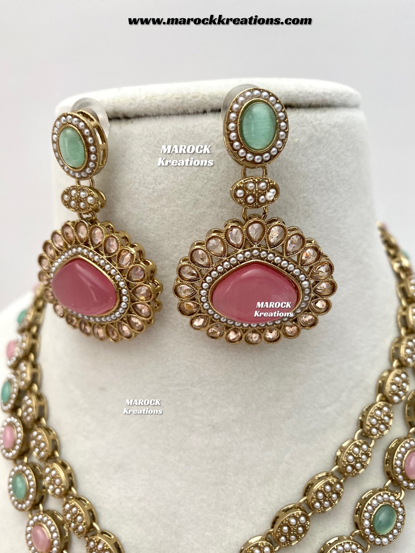 Nadira Kundan Polki double layer Necklace set