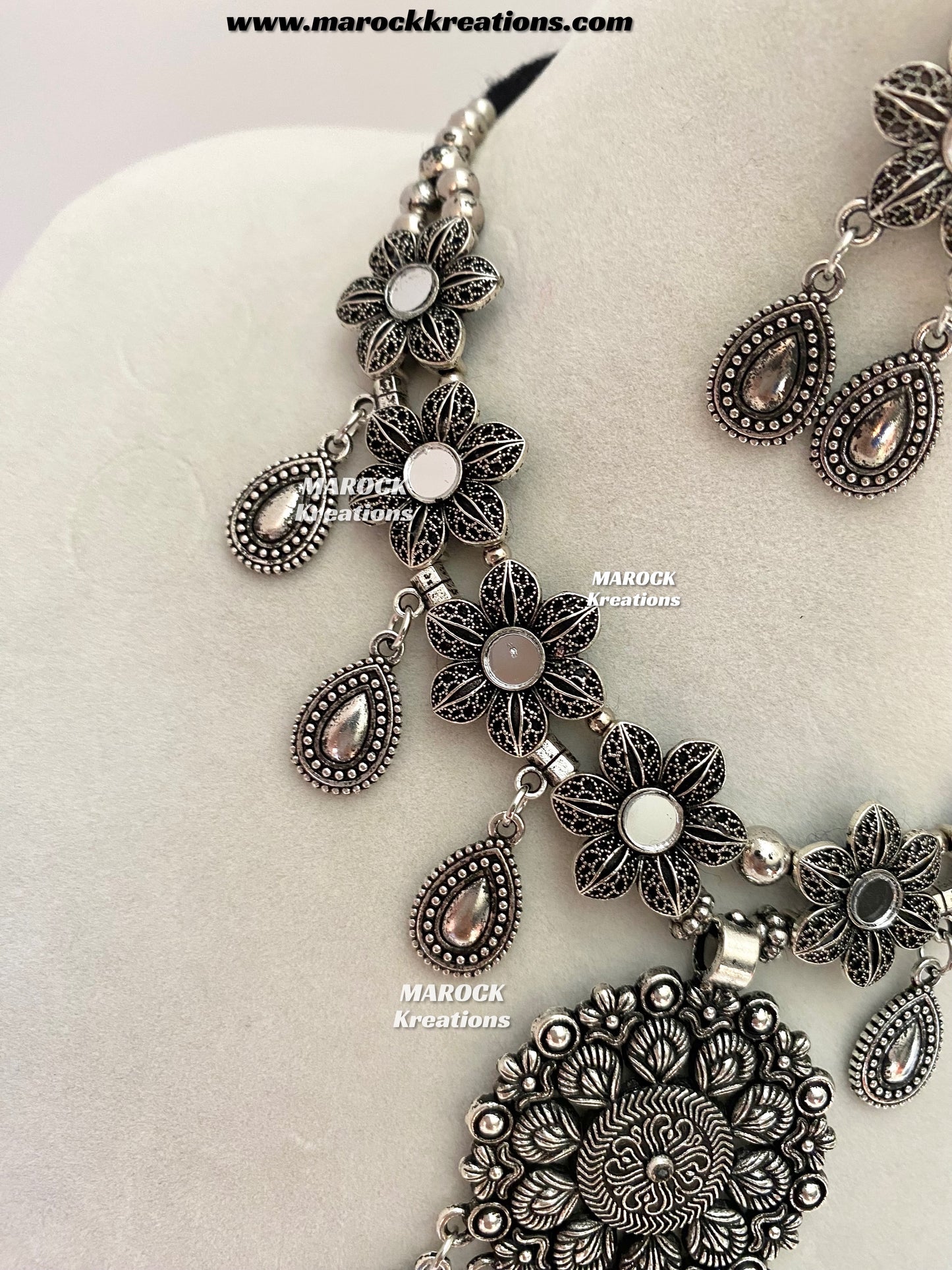 Oxidized Mirror Necklace set