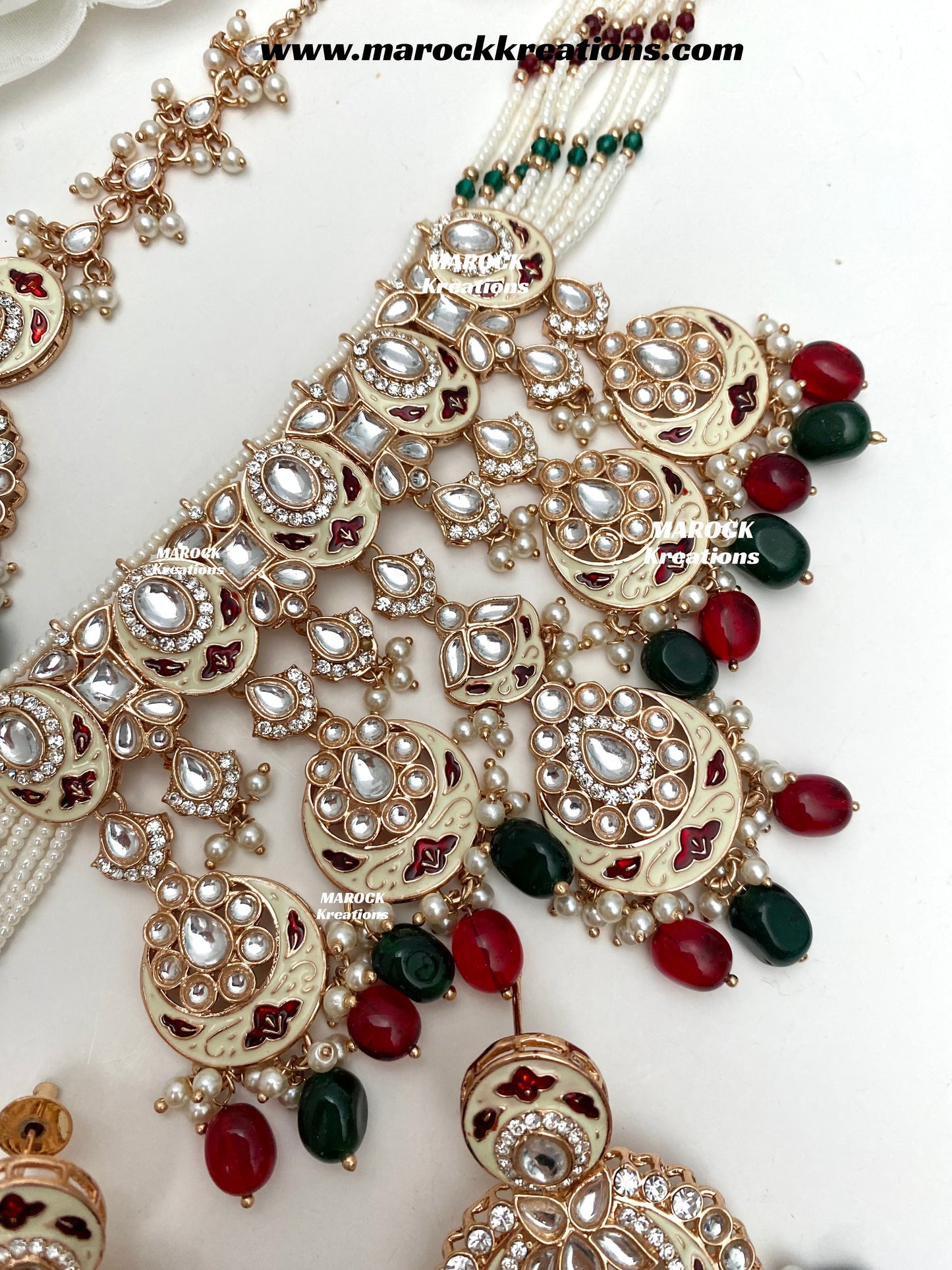 Nirvi Premium Quality Rose Gold Kundan Meenakari Choker/Necklace set