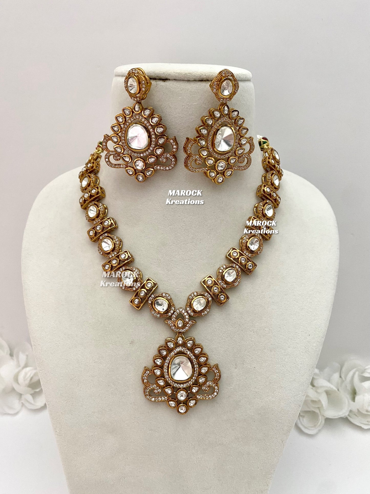 Rudra Premium Quality Moissanite Kundan Necklace set