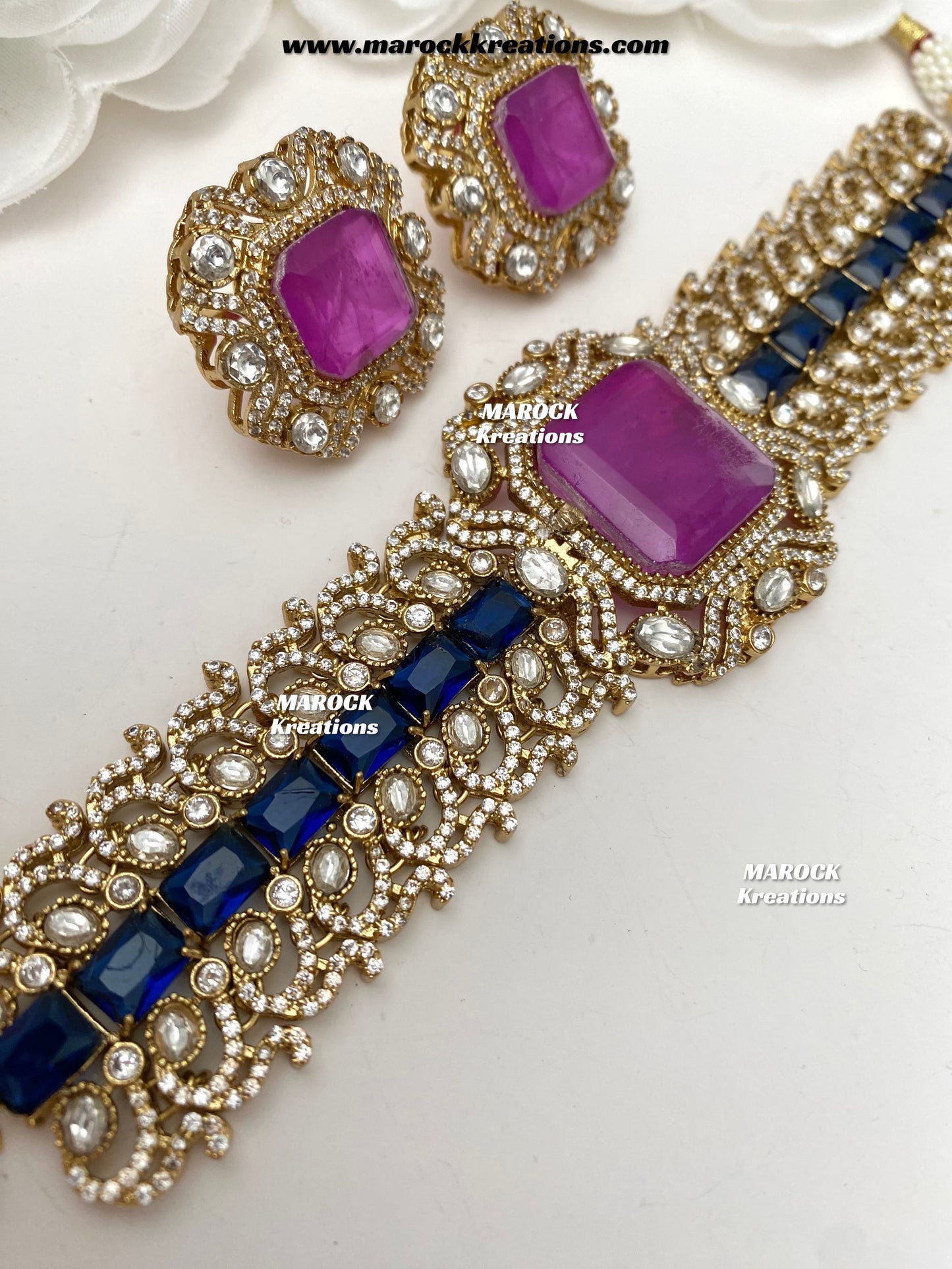 Paloma Sabyasachi inspired Premium Quality Moissanite Kundan and American Diamond choker set