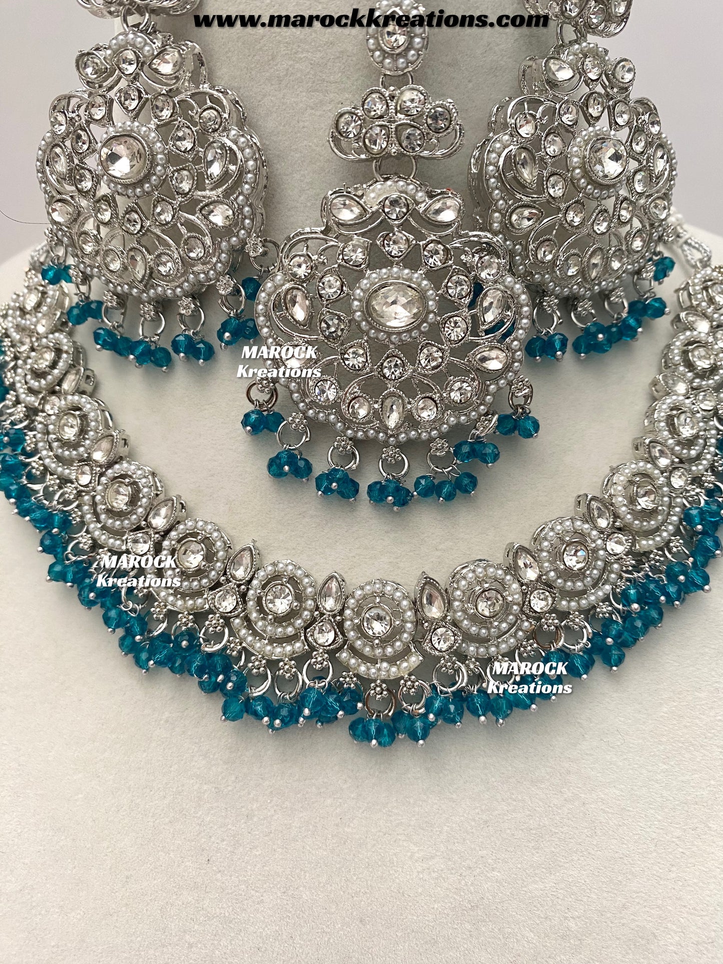 Silver Stone Necklace set