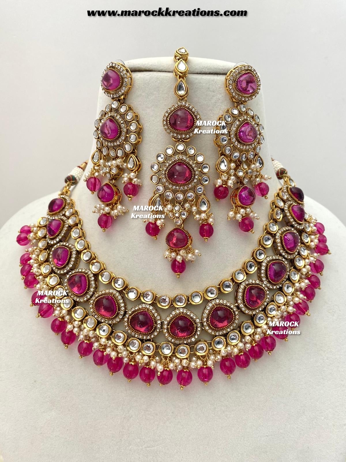 Harsha Premium Quality Kundan and Monalisa stone Statement Necklace set