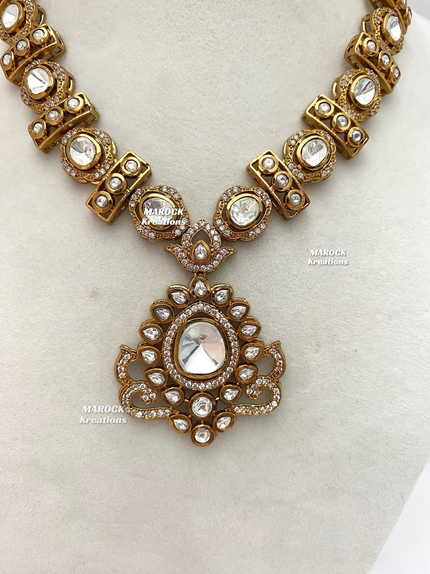 Rudra Premium Quality Moissanite Kundan Necklace set