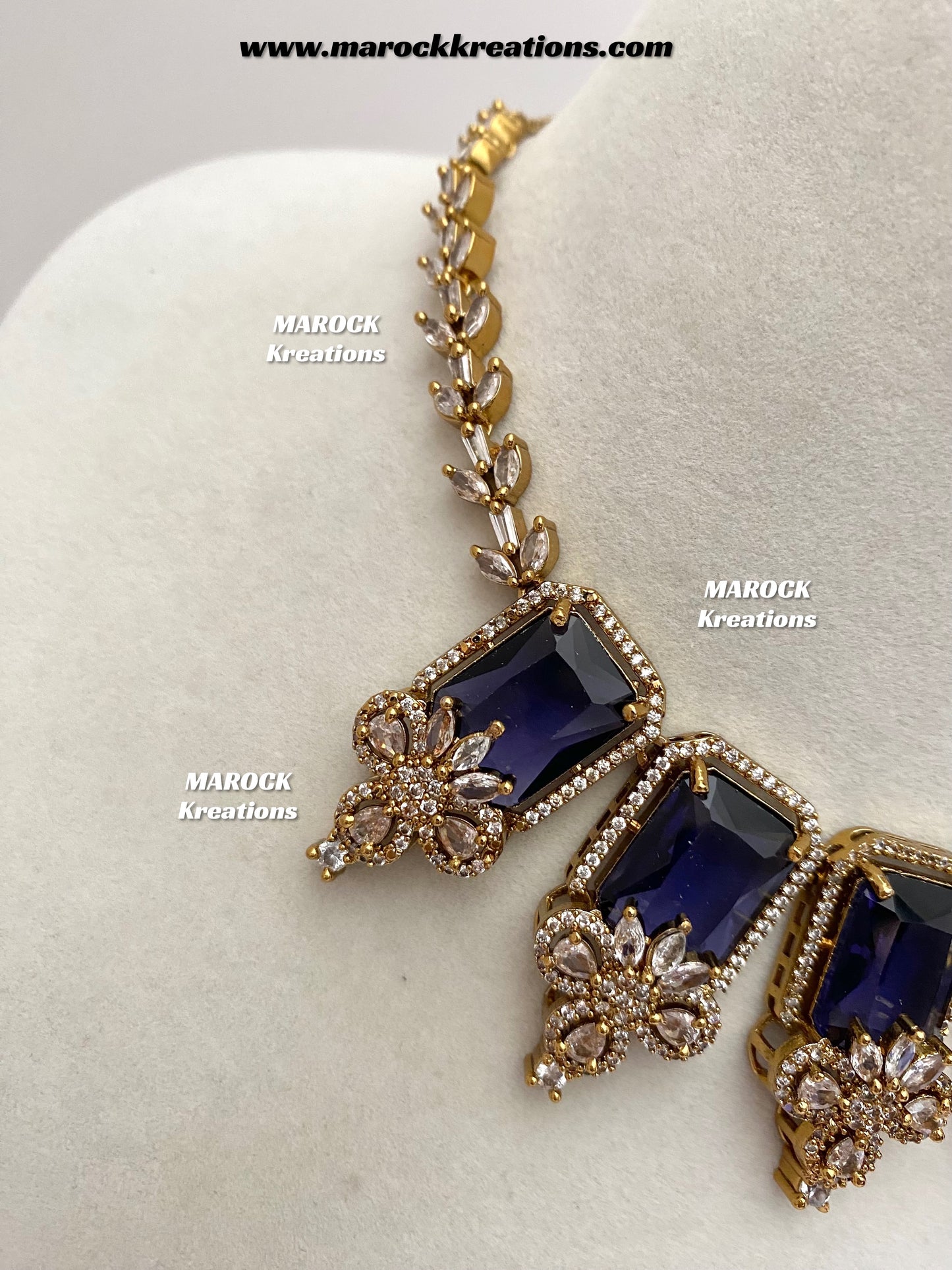 Vikita Antique Gold American diamond Statement Necklace set