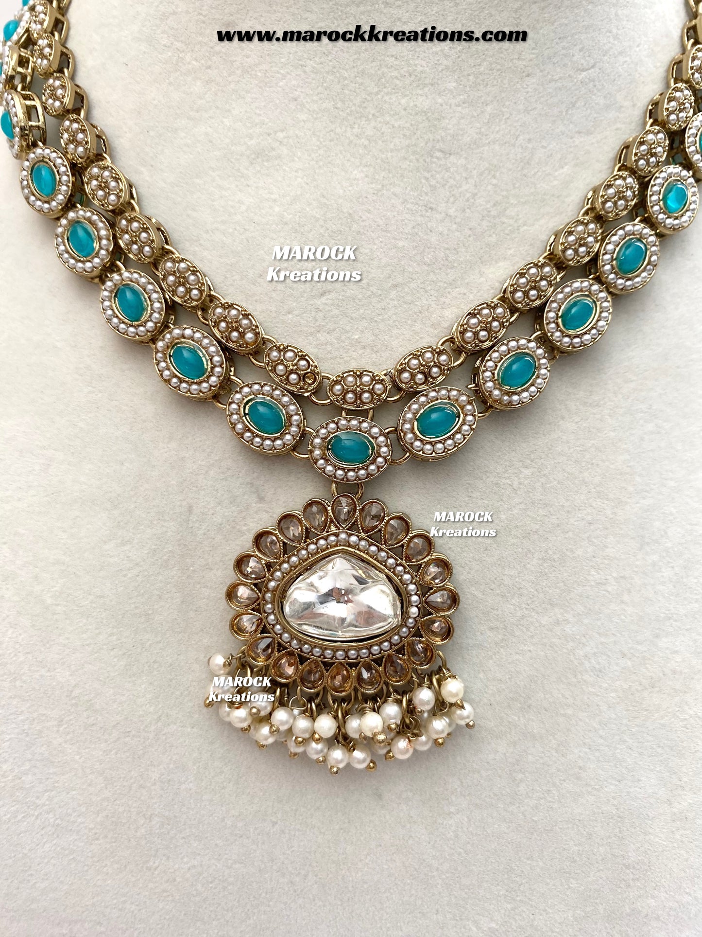 Nadira Kundan Polki double layer Necklace set