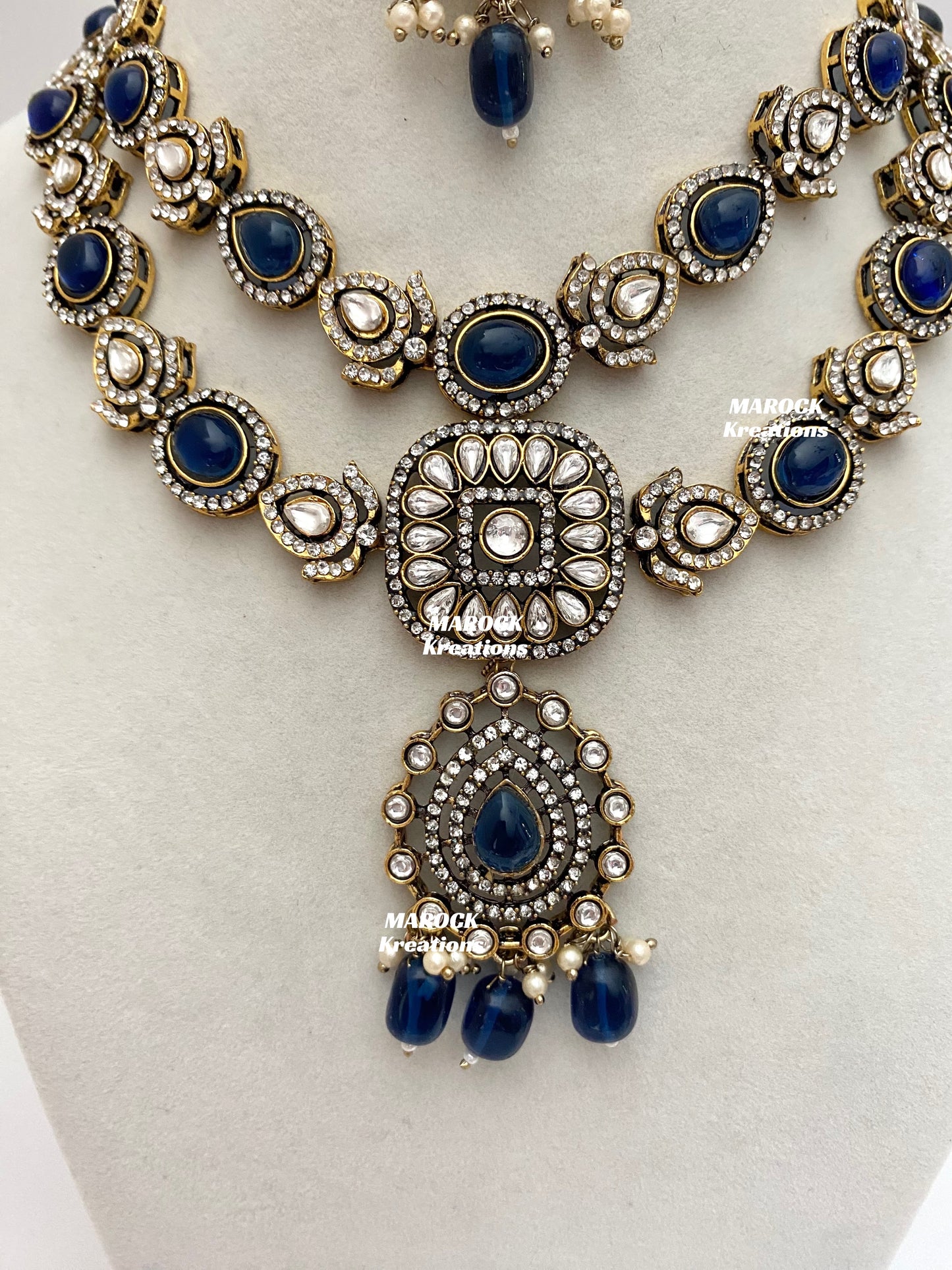 Hanali Victorian Kundan Statement Necklace set