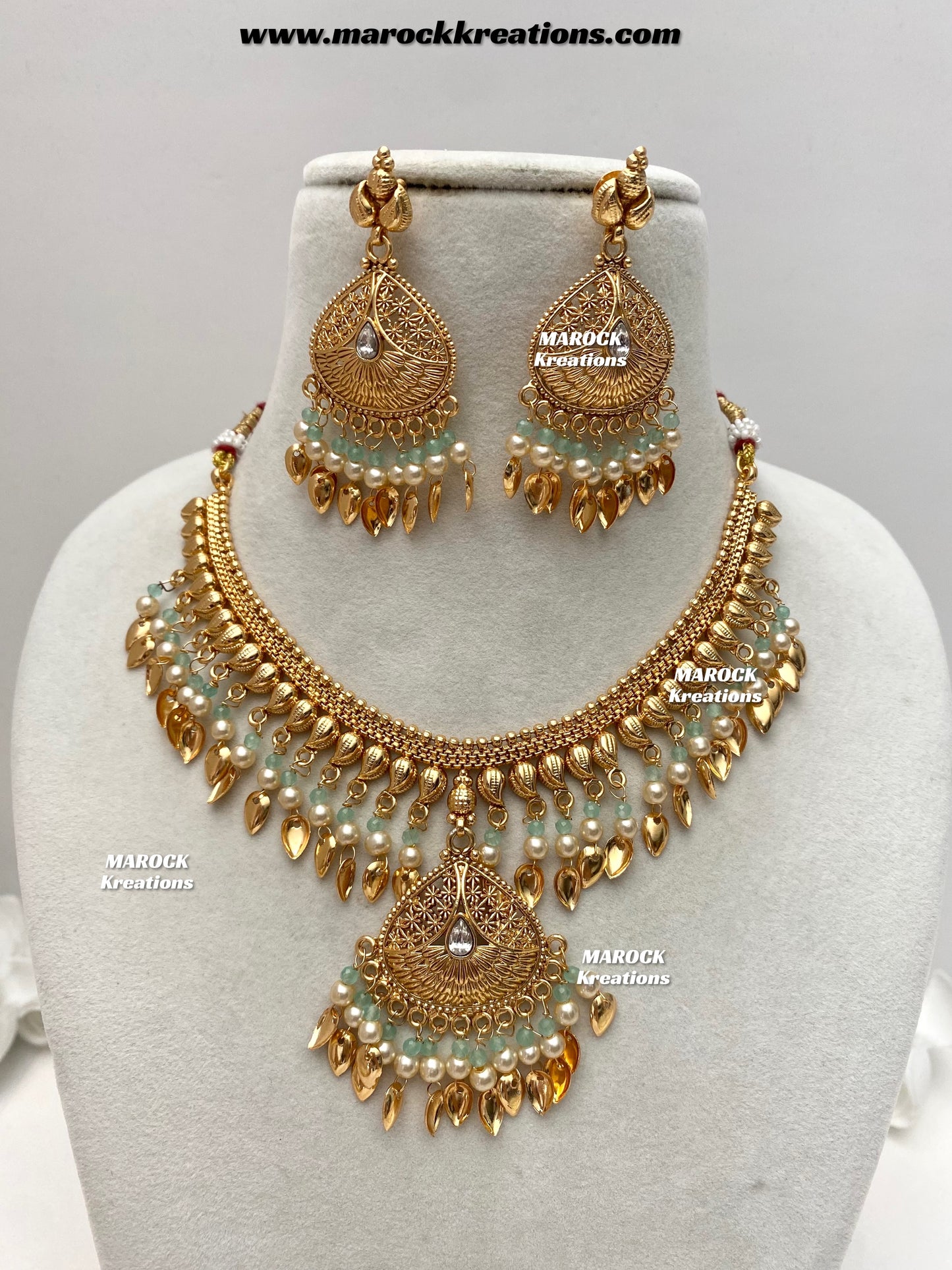 Feraz Premium Quality Gold Plated peepal patti necklace set