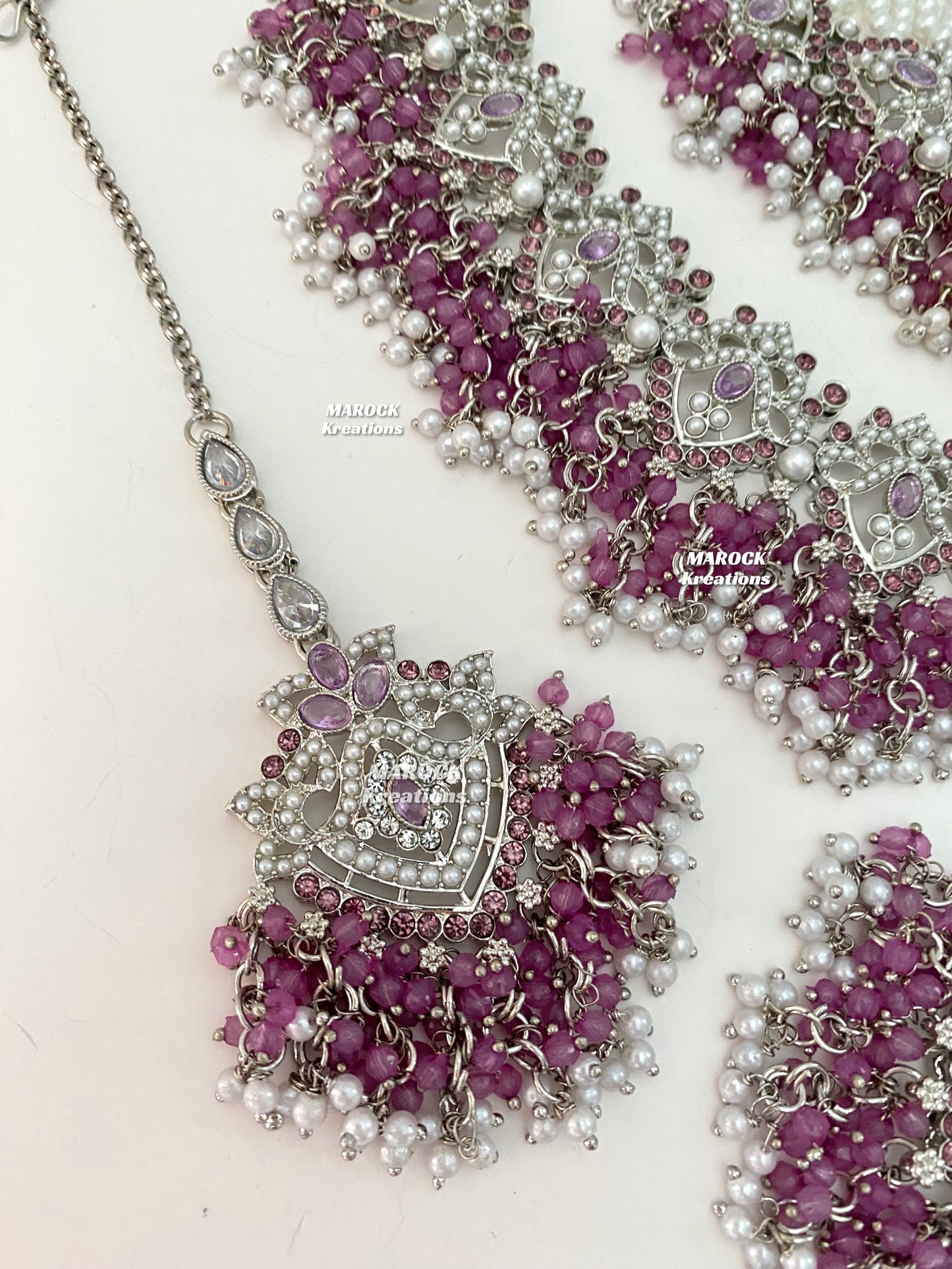 Aisha Silver Pakistani Necklace set with Passa/Jhoomer