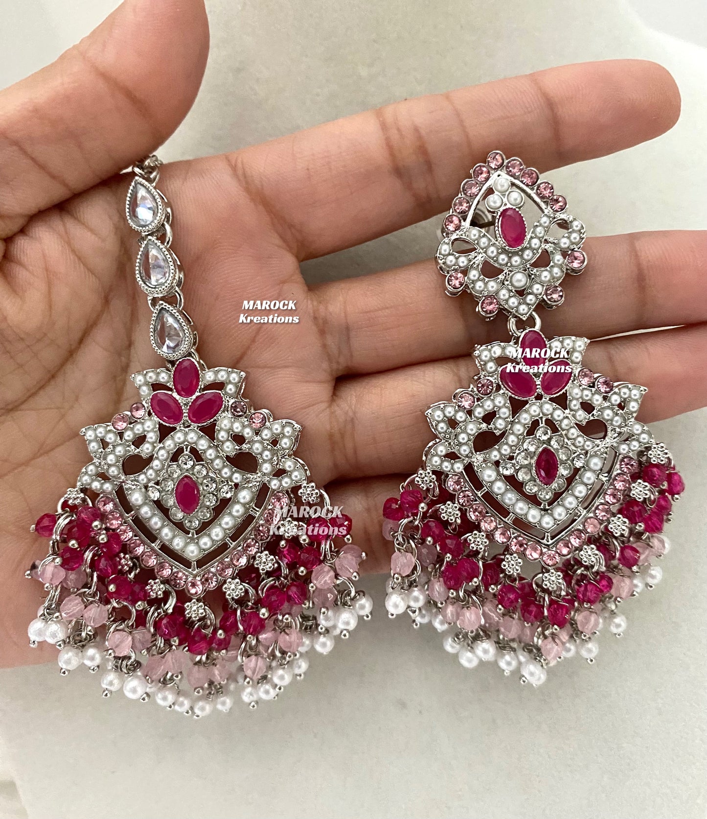 Aisha Silver Pakistani Necklace set with Passa/Jhoomer