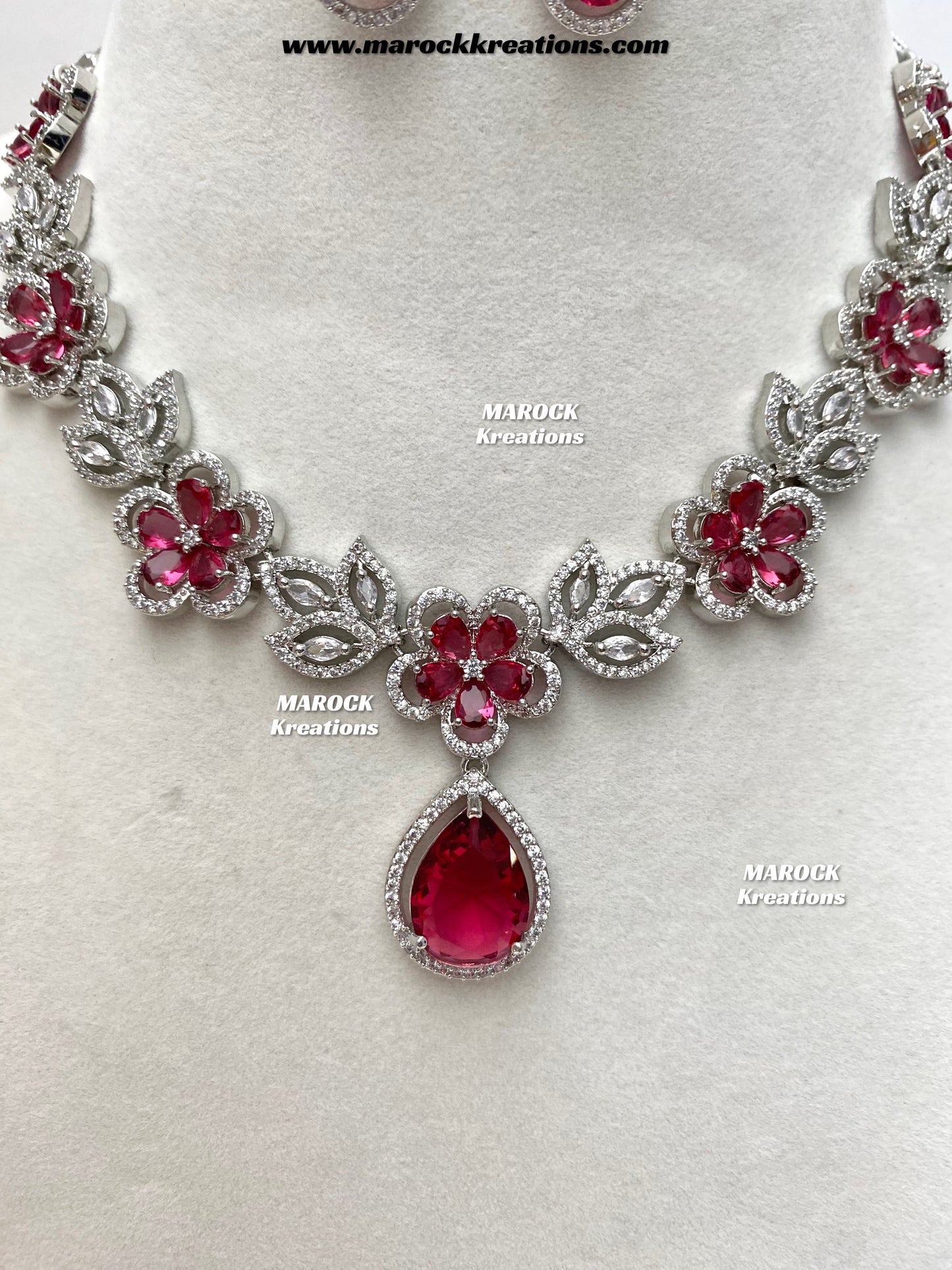 Sibani Silver American Diamond Necklace set