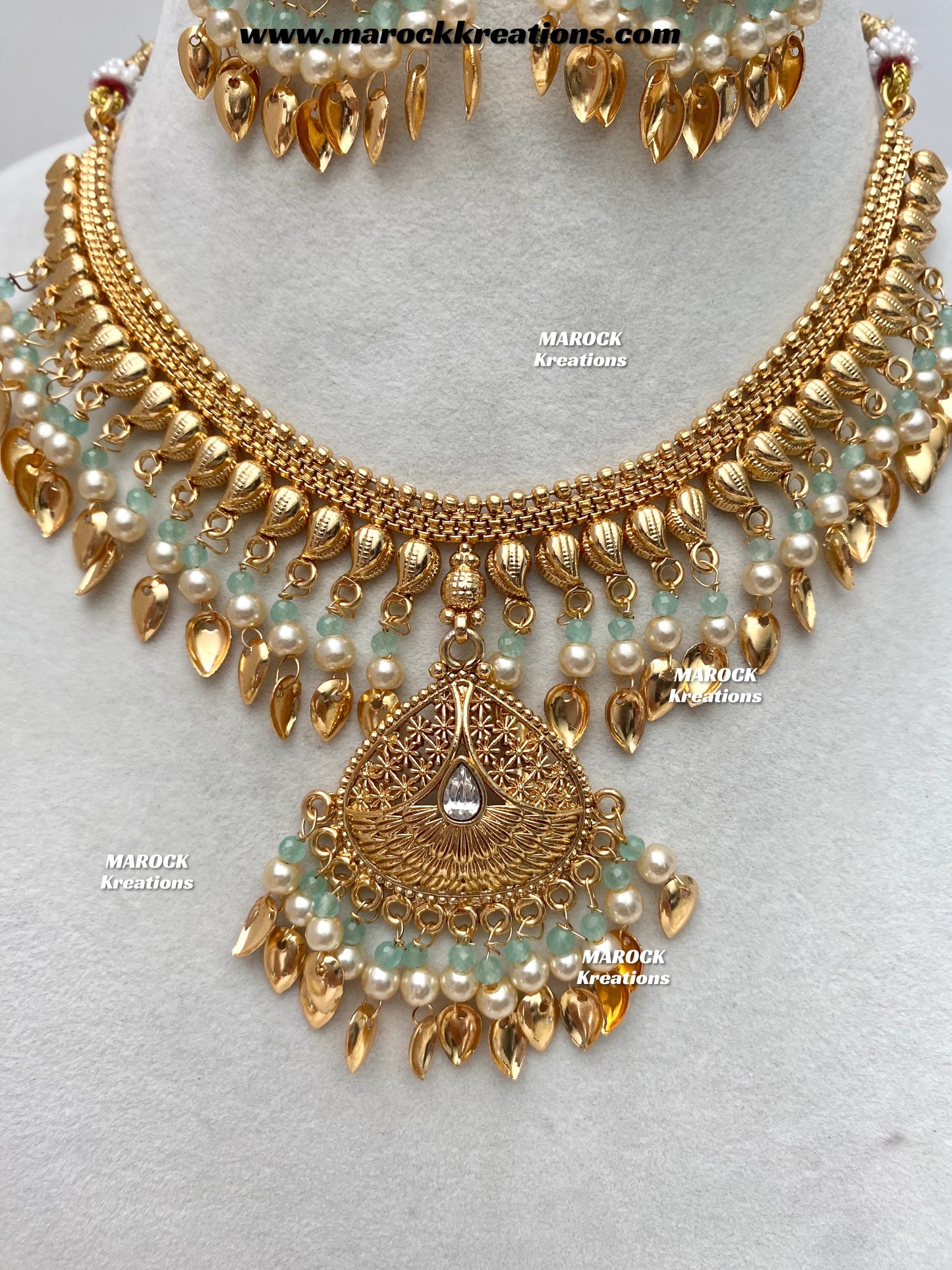 Feraz Premium Quality Gold Plated peepal patti necklace set