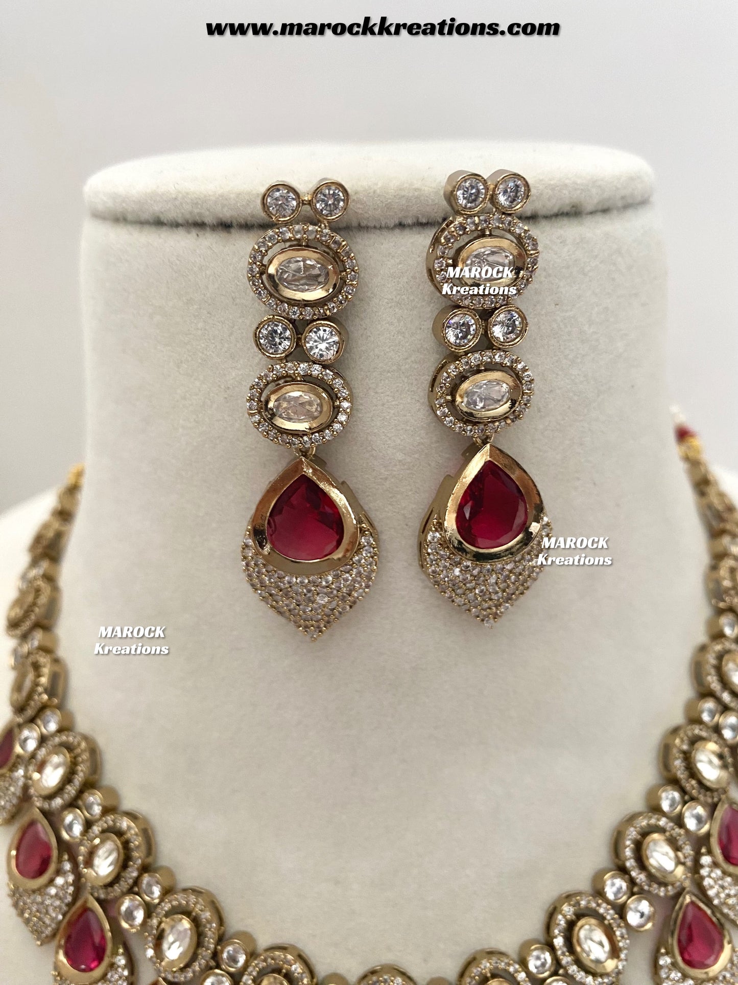 Kimmi Premium Quality Moissanite Kundan and American diamond Necklace set