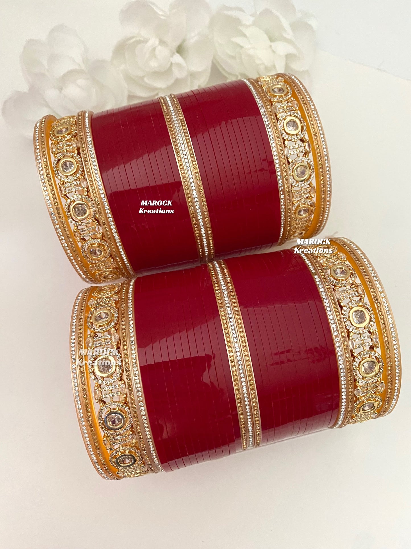 2.14 size American Diamond and Kundan Bridal Choora/Bridal Bangles set