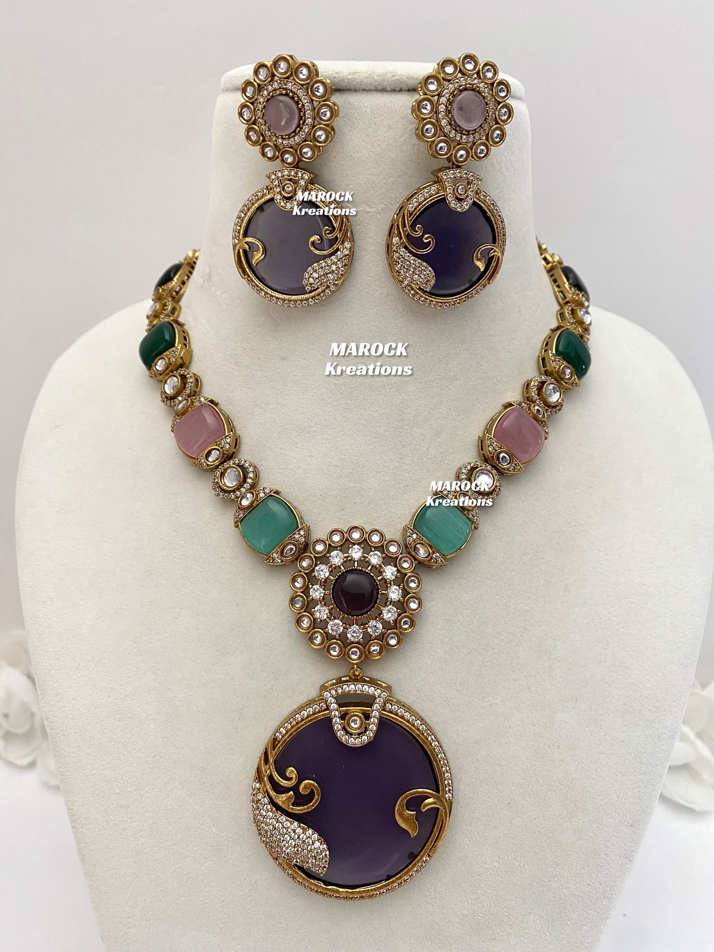Haniya Sabyasachi inspired Premium Quality Moissanite Kundan Statement Necklace set