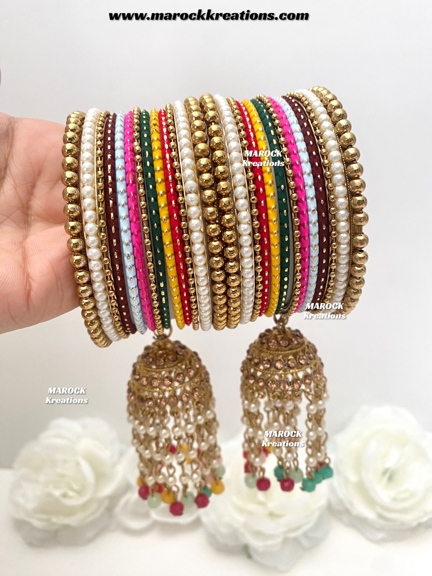 Ashmin Multi color Bangles set with jhumki bangles/ jago and sangeet bangels