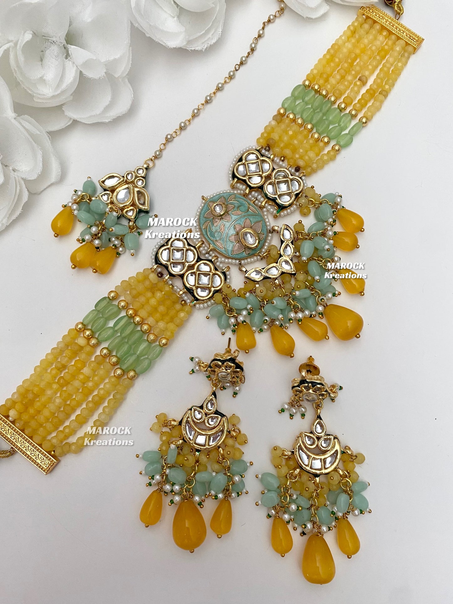 Brinda Premium Quality Kundan Meenakari Statement Choker set