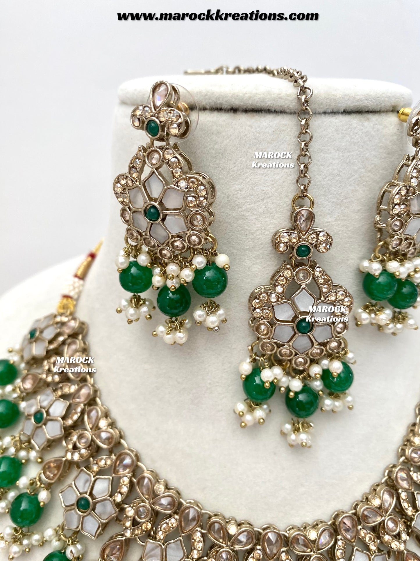 Arpan Antique Gold Polki MOP Statement Necklace set