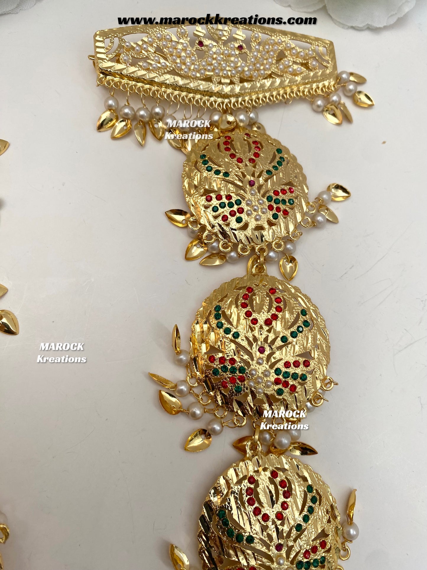 Gold plated Jadau Peepal patti Navratan braid Jewelry/Choti