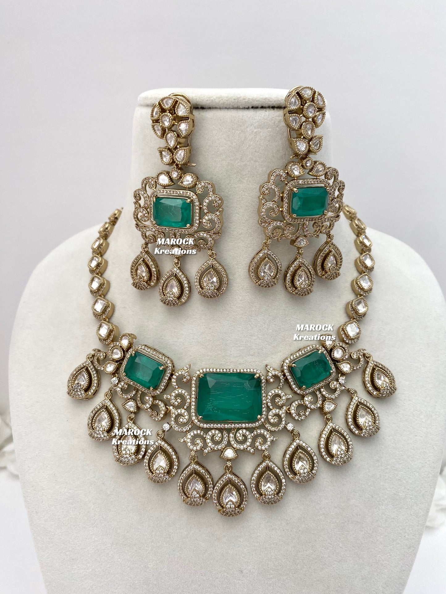 Labiba Sabyasachi inspired Premium Quality Moissanite Kundan with doublet stone Statement Necklace set