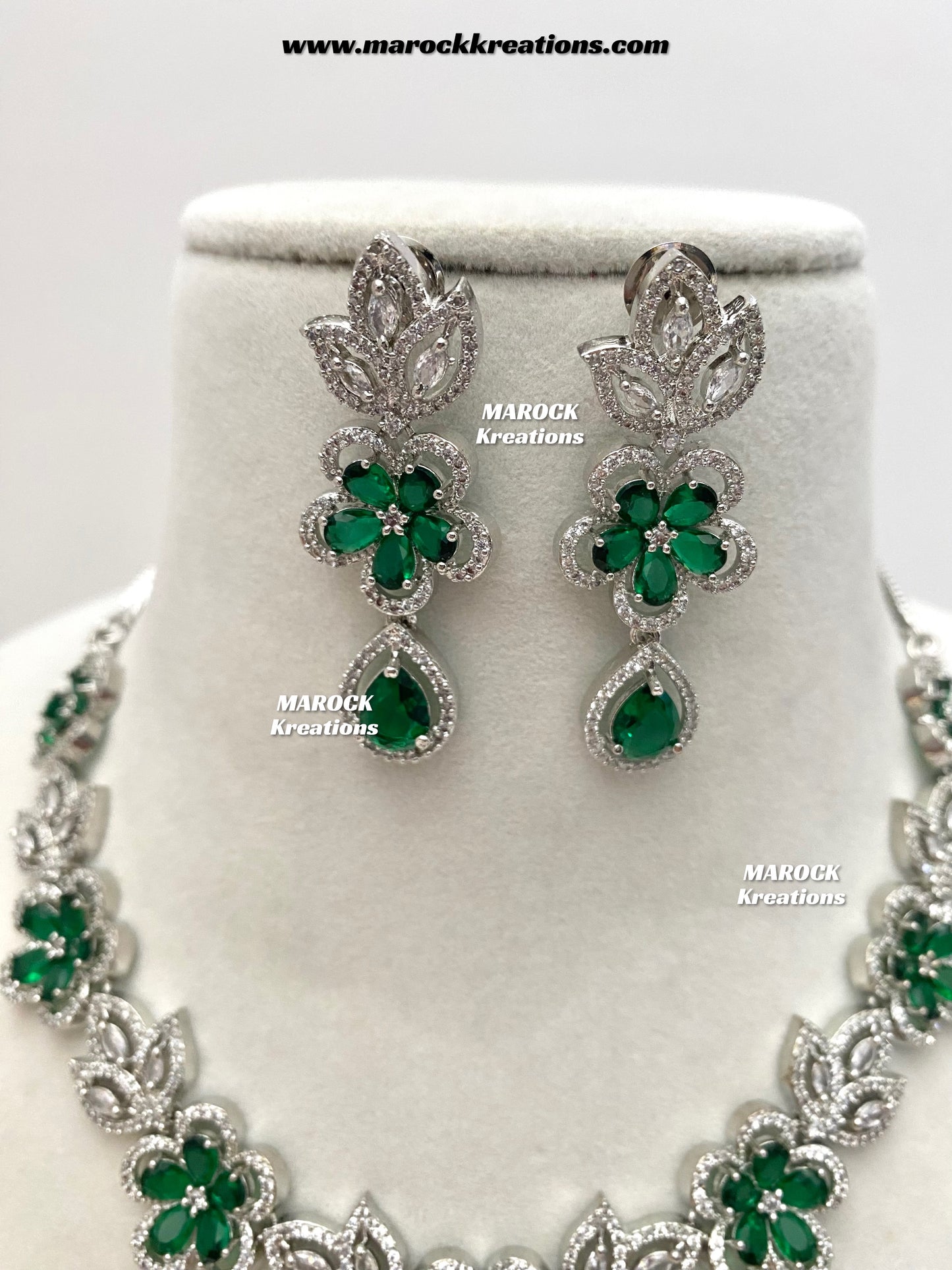 Sibani Silver American Diamond Necklace set