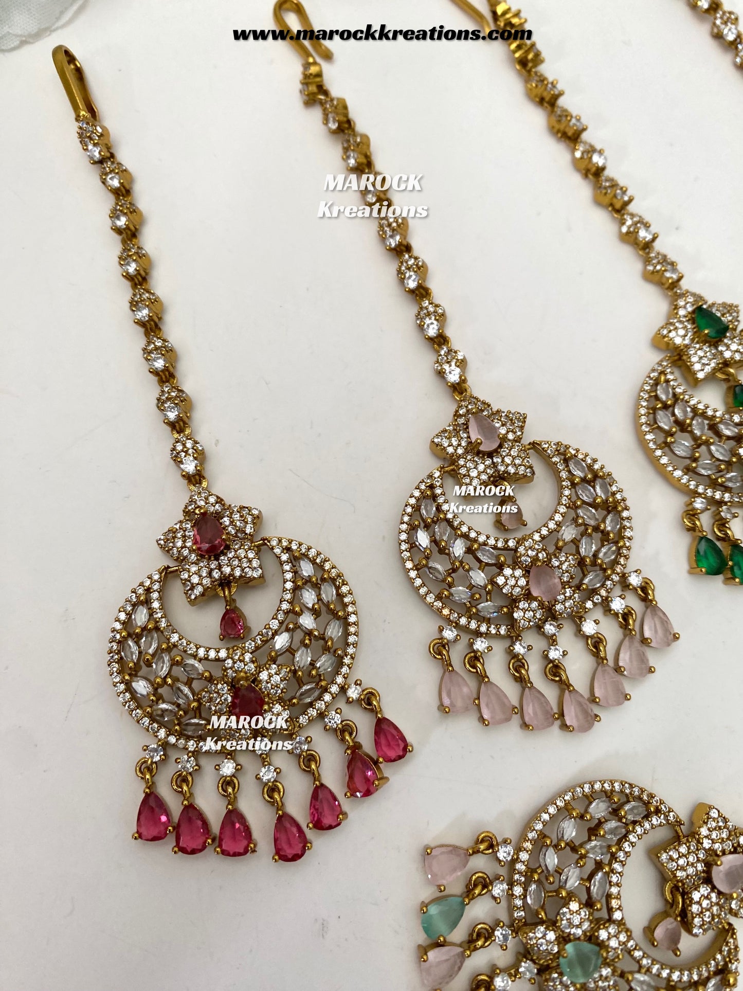 Antique Gold base American Diamond Tikka