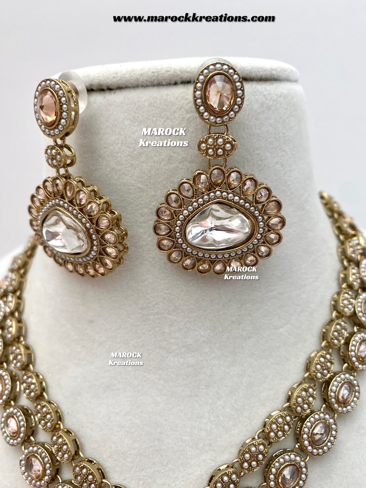Nadira Kundan Polki double layer Necklace set