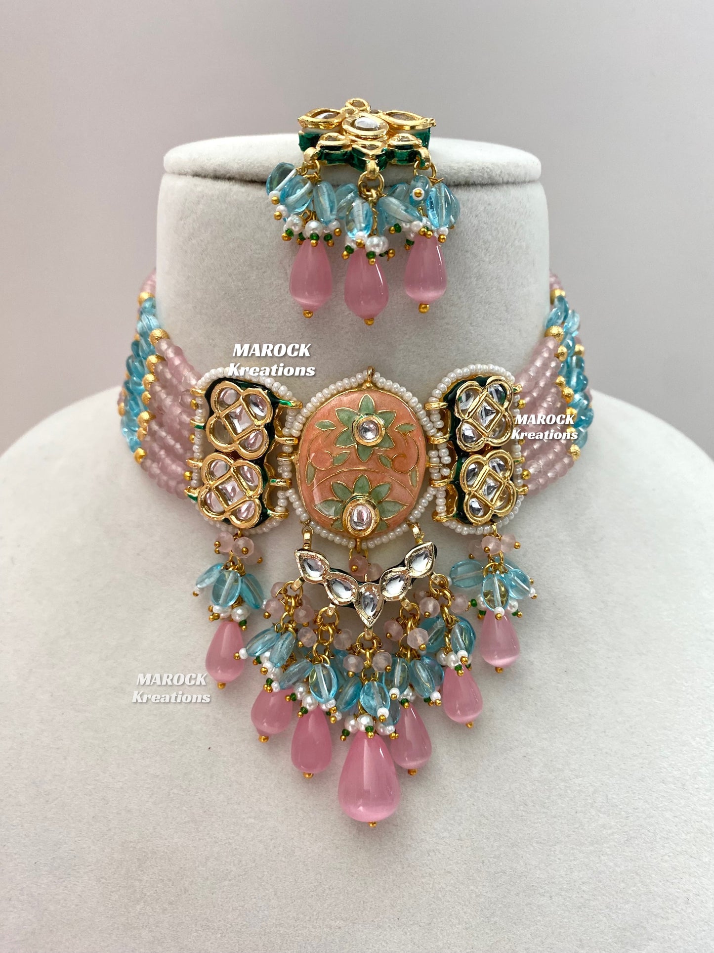Brinda Premium Quality Kundan Meenakari Statement Choker set