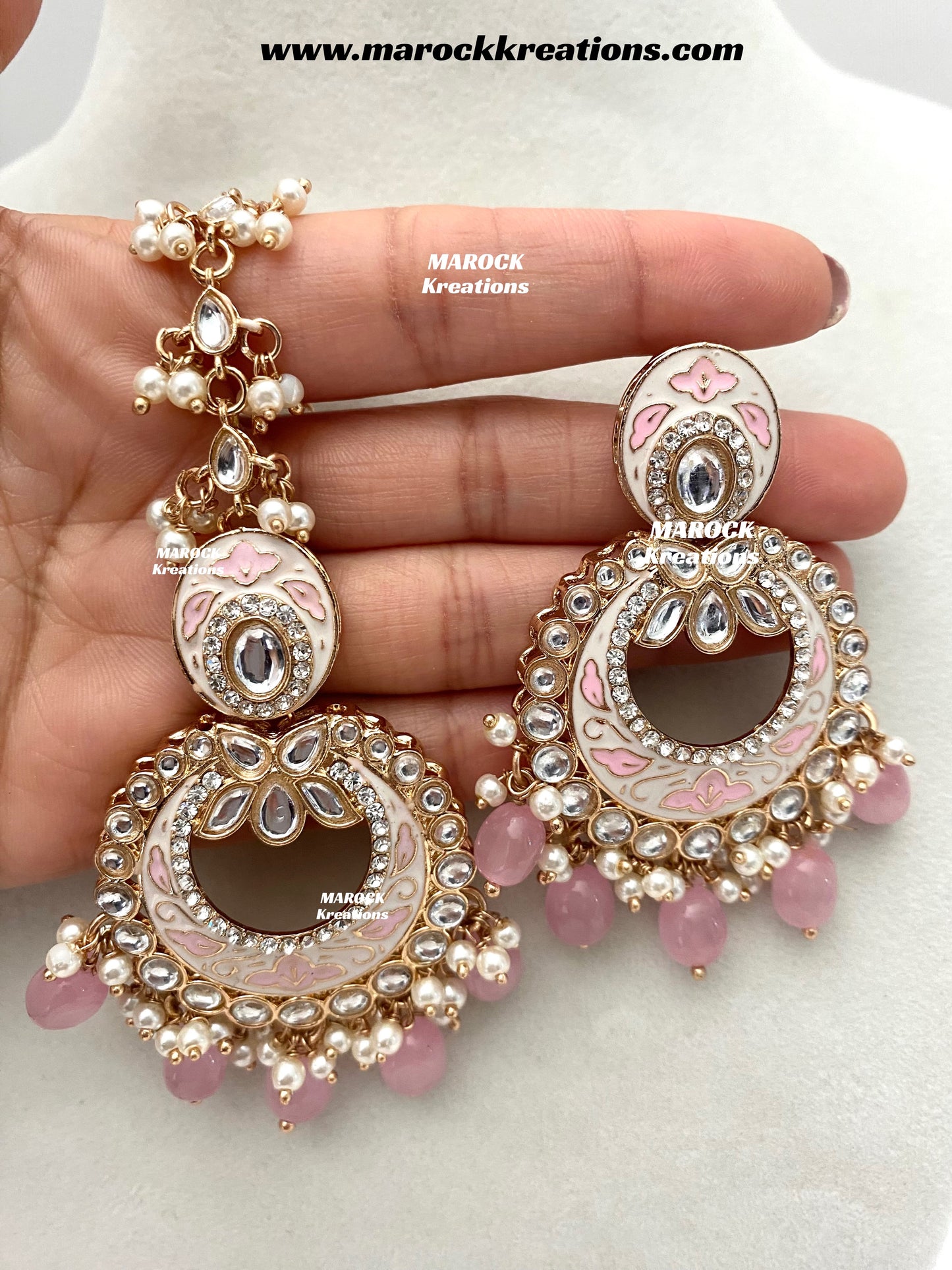 Nirvi Premium Quality Rose Gold Kundan Meenakari Choker/Necklace set