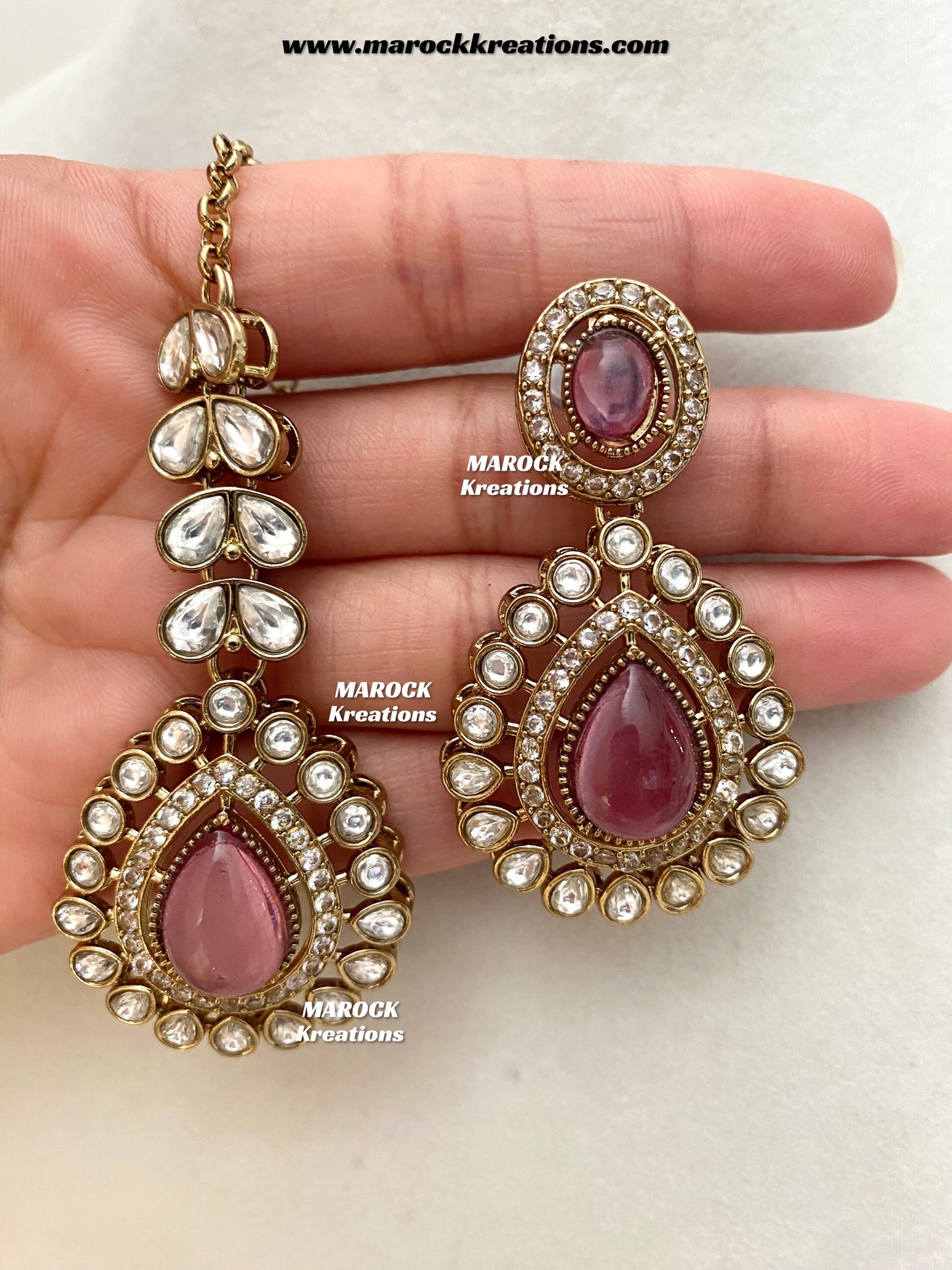 Zafina Premium Quality Moissanite Kundan Statement Choker/Necklace set