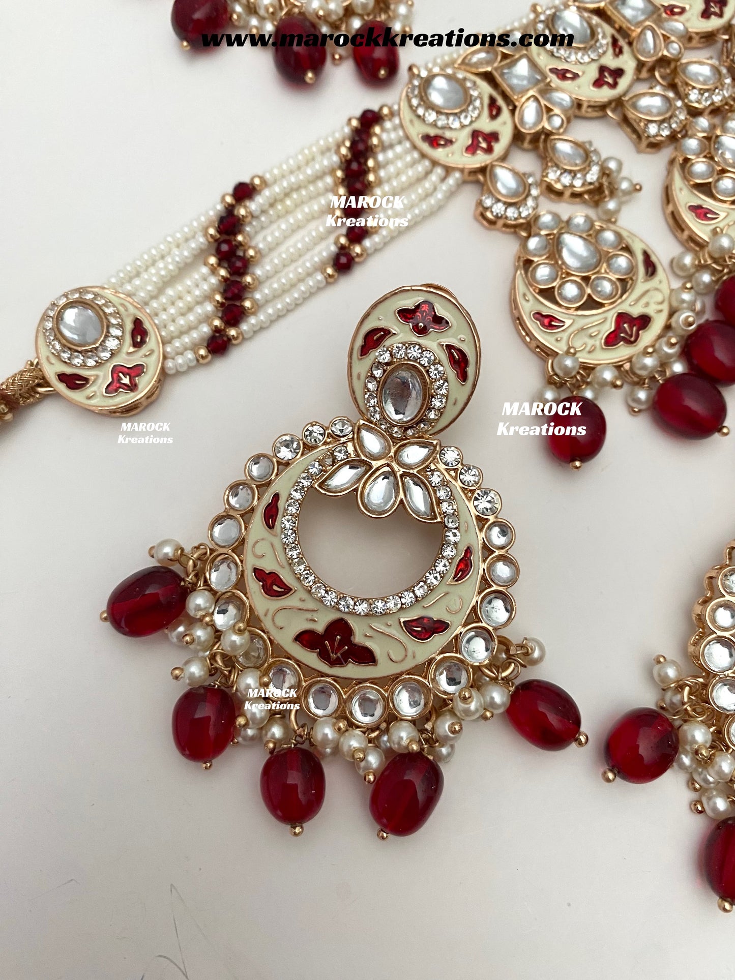 Nirvi Premium Quality Rose Gold Kundan Meenakari Choker/Necklace set