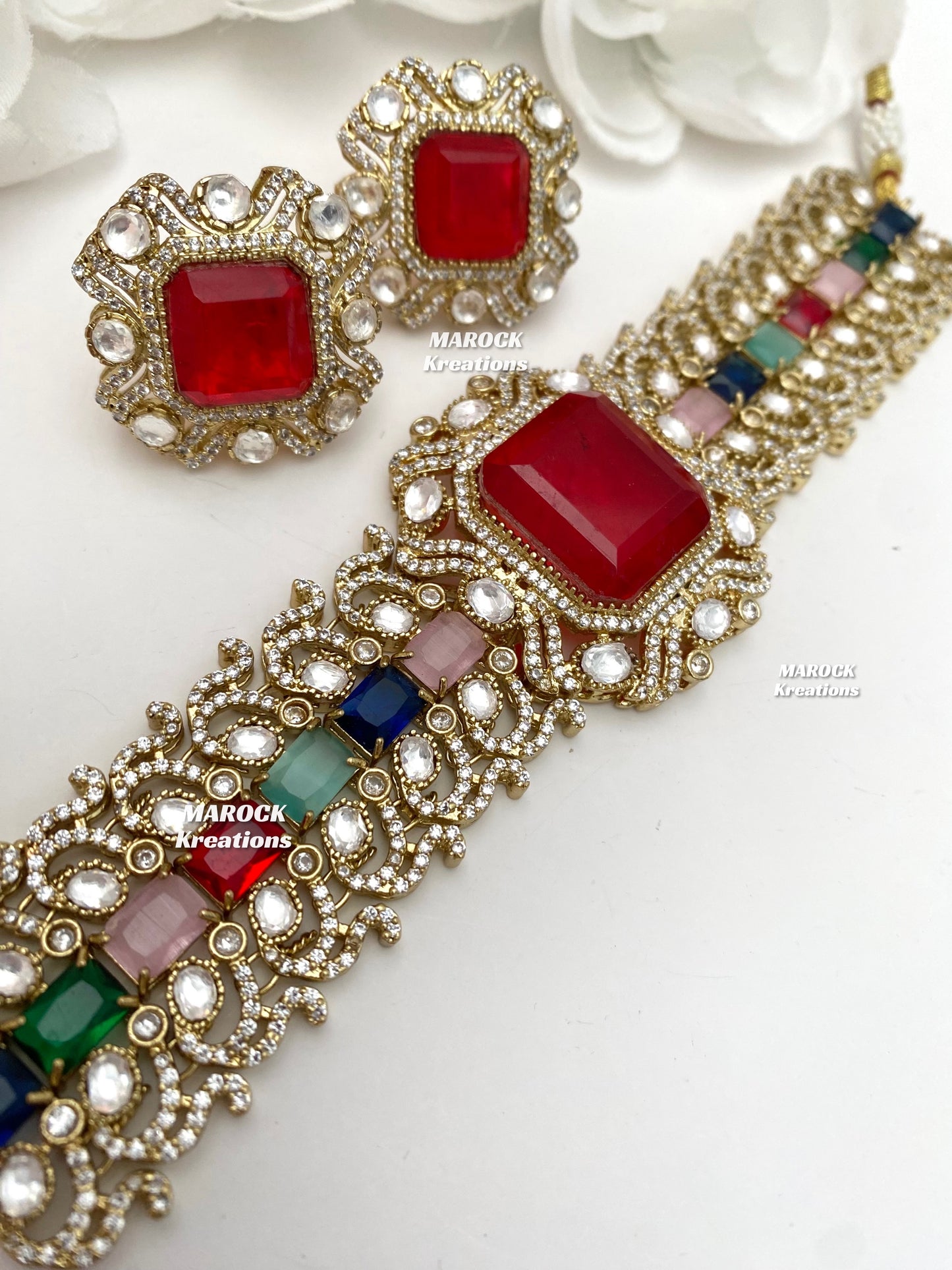 Paloma Sabyasachi inspired Premium Quality Moissanite Kundan and American Diamond choker set