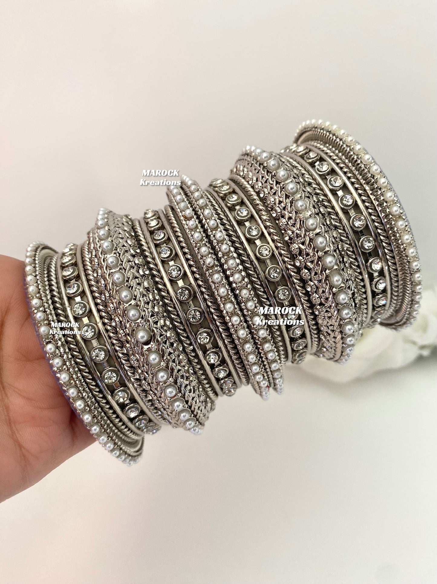 Premium Quality Silver Bangles/Kade set for both hands