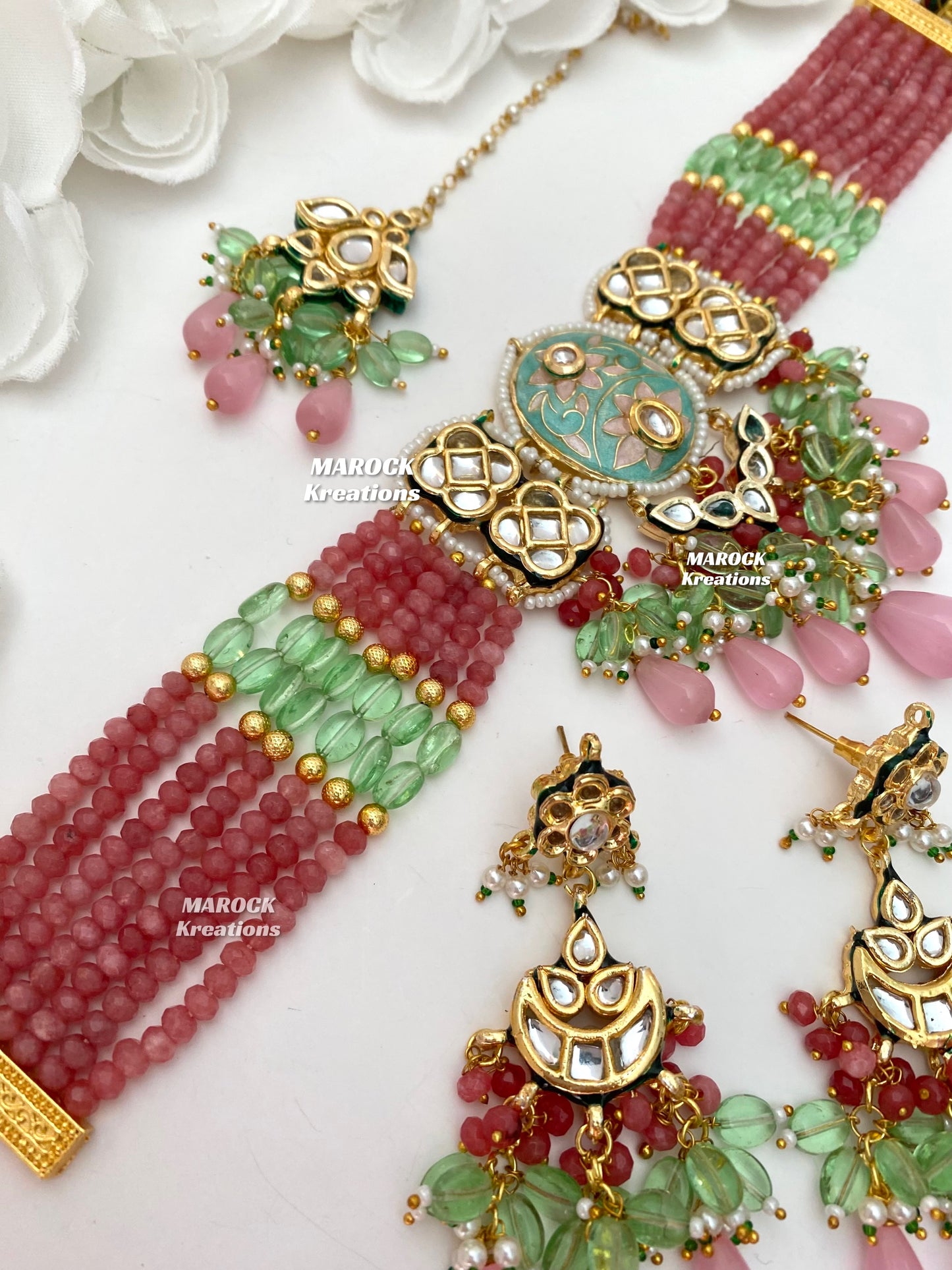 Brinda Premium Quality Kundan Meenakari Statement Choker set