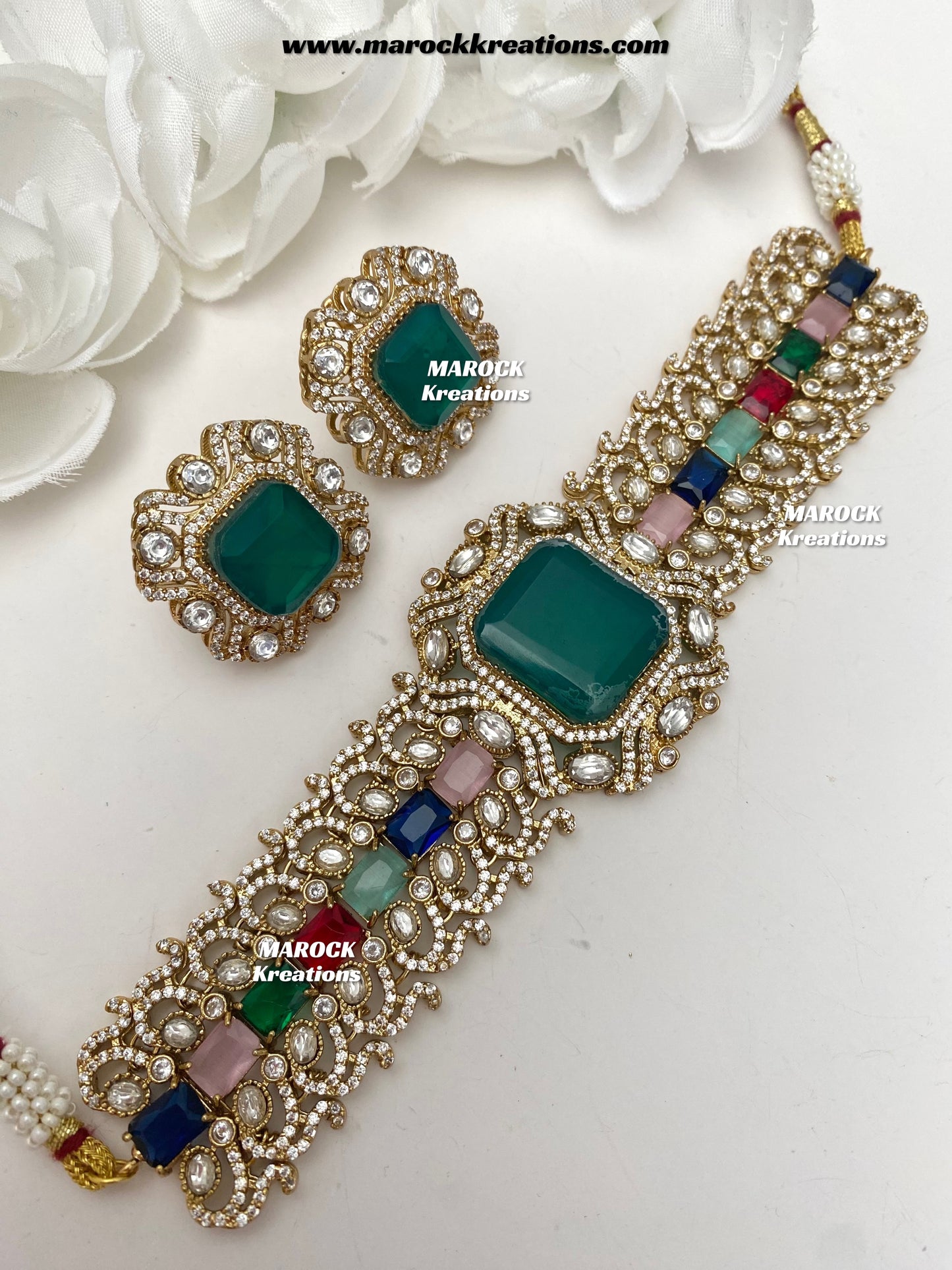 Paloma Sabyasachi inspired Premium Quality Moissanite Kundan and American Diamond choker set