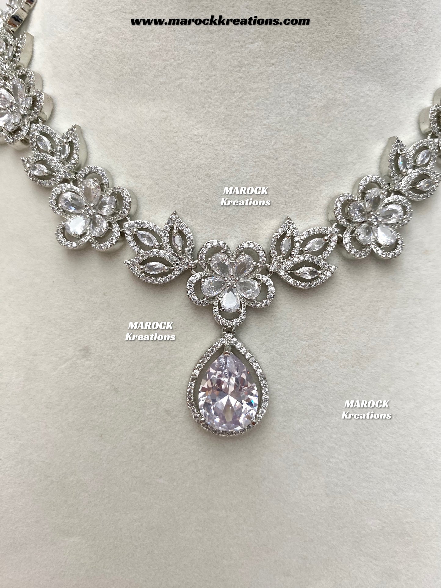 Sibani Silver American Diamond Necklace set