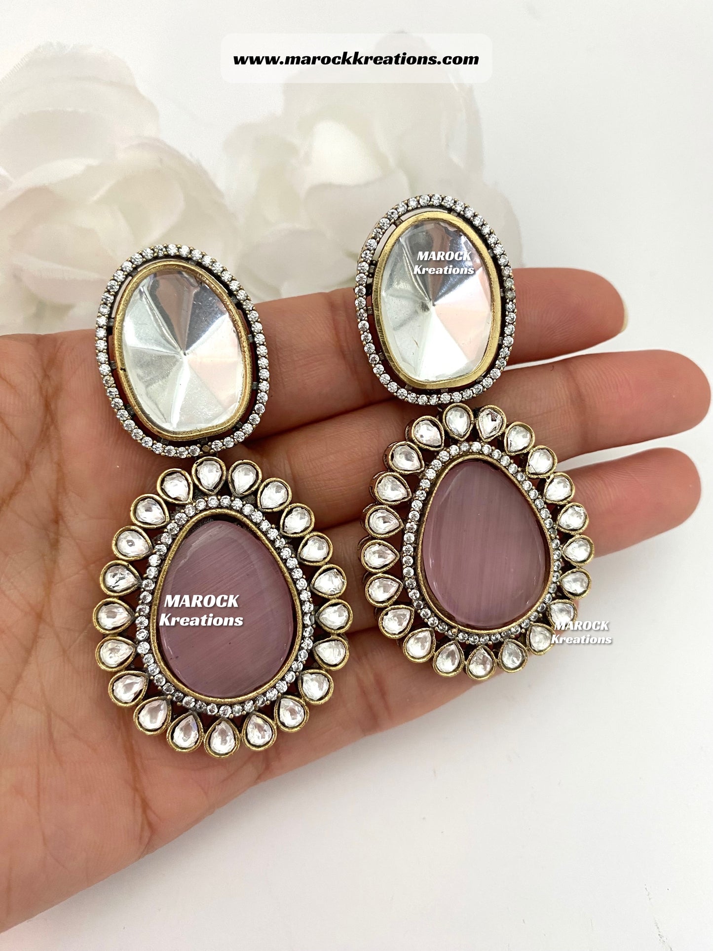 Premium Quality uncut Kundan Moissanite Necklace set