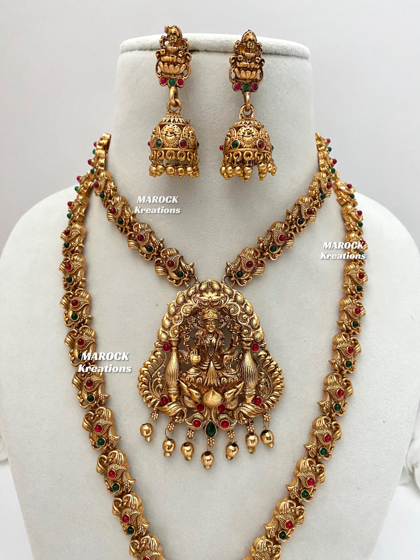 Matt finish Temple Jewelry Necklace and Rani haar combo set
