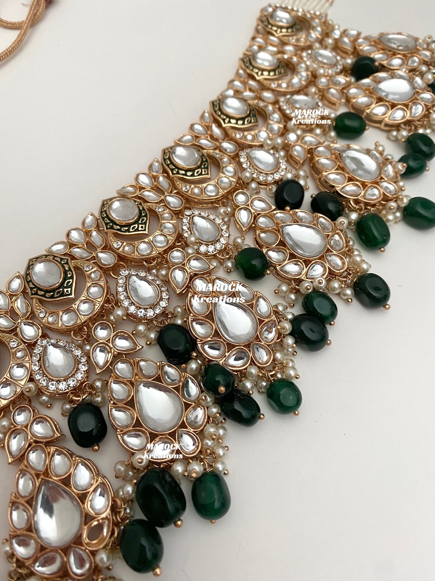Kaniz Premium Quality Rose Gold Kundan Meenakari Choker/Necklace set