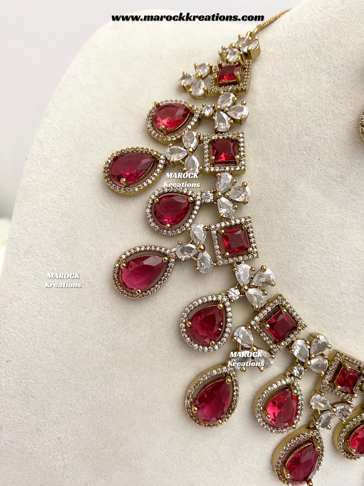Erona Antique Gold American Diamond Statement Necklace set