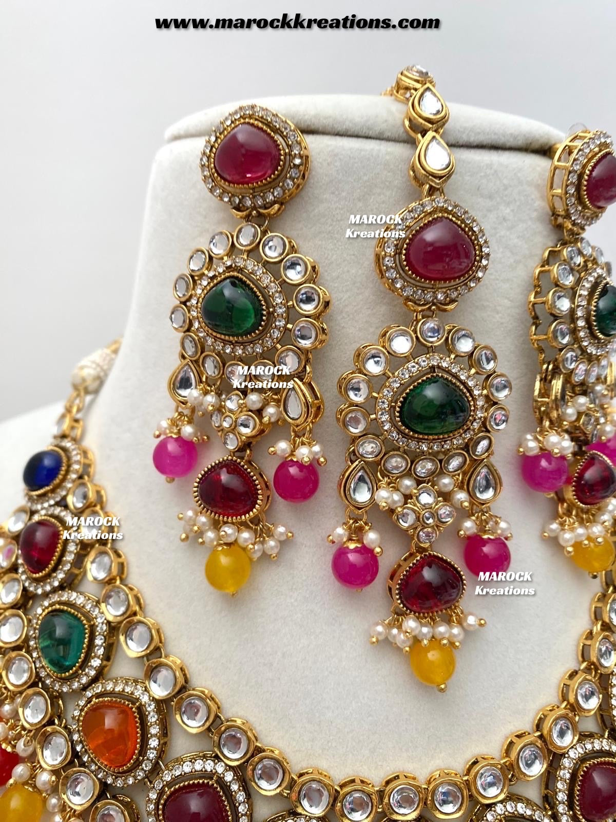 Harsha Premium Quality Kundan and Monalisa stone Statement Necklace set