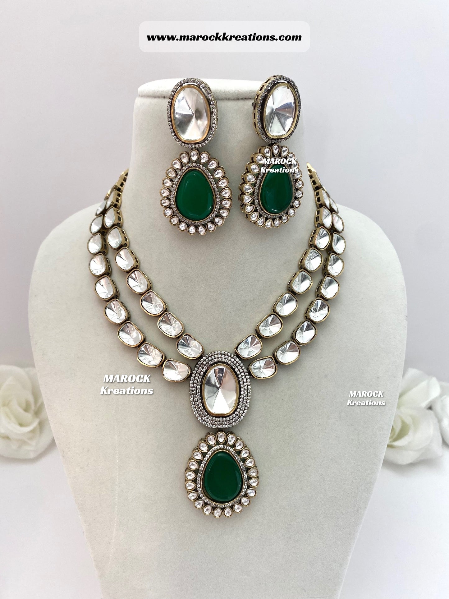 Premium Quality uncut Kundan Moissanite Necklace set