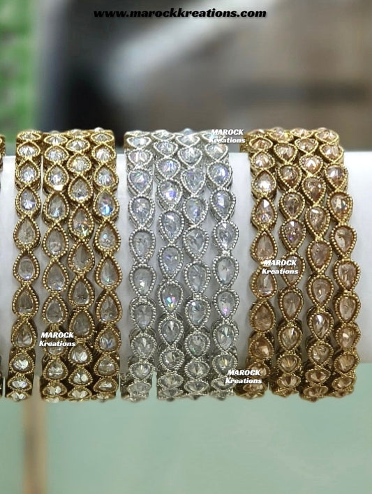 Zaheen Polki/ Reverse AD Bangles (set of 4)