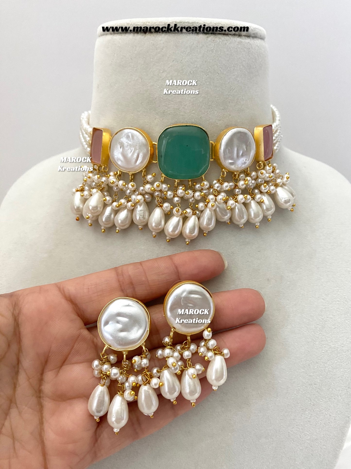 Adviti Mother of pearls Statement choker set