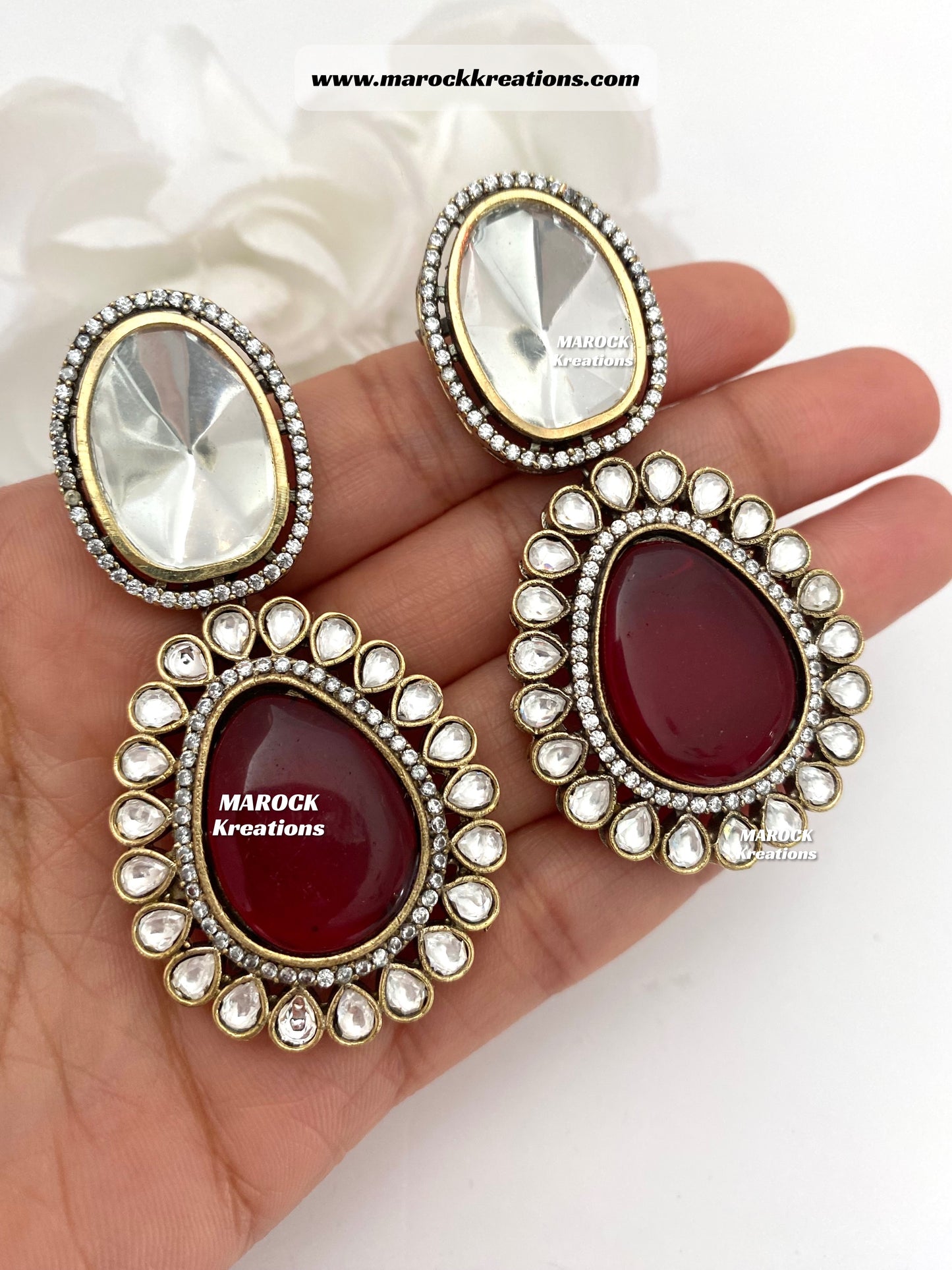 Premium Quality uncut Kundan Moissanite Necklace set
